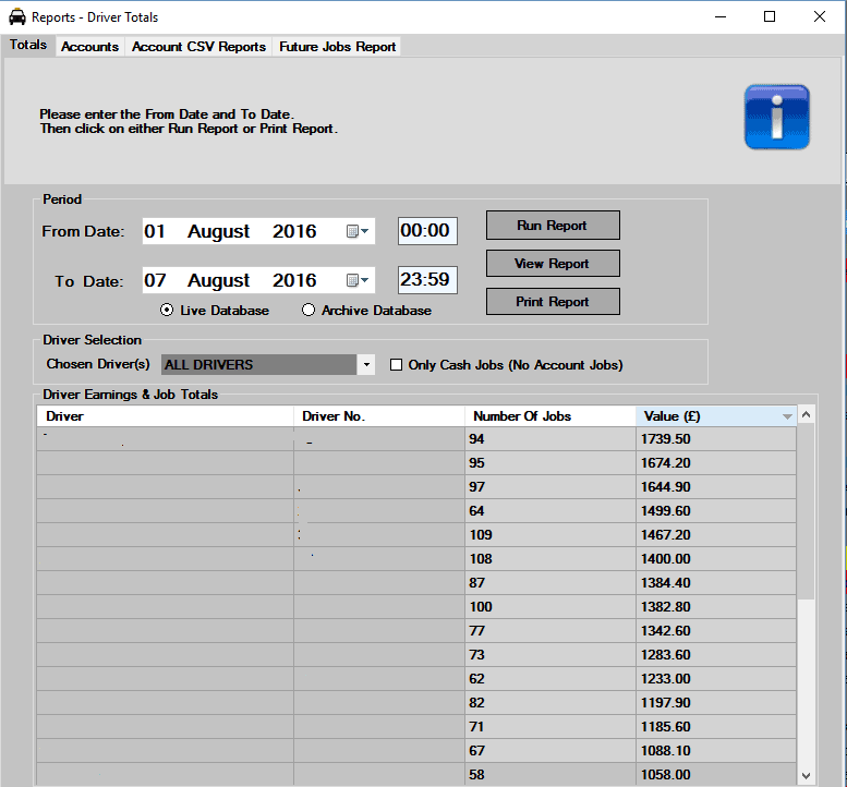 Driver income